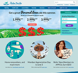 Aloha Pacific Federal Credit Union website